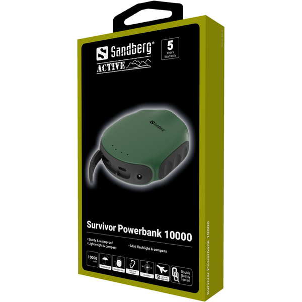 Sandberg Survivor - powerbank, 10000 mAh, Green/Grey