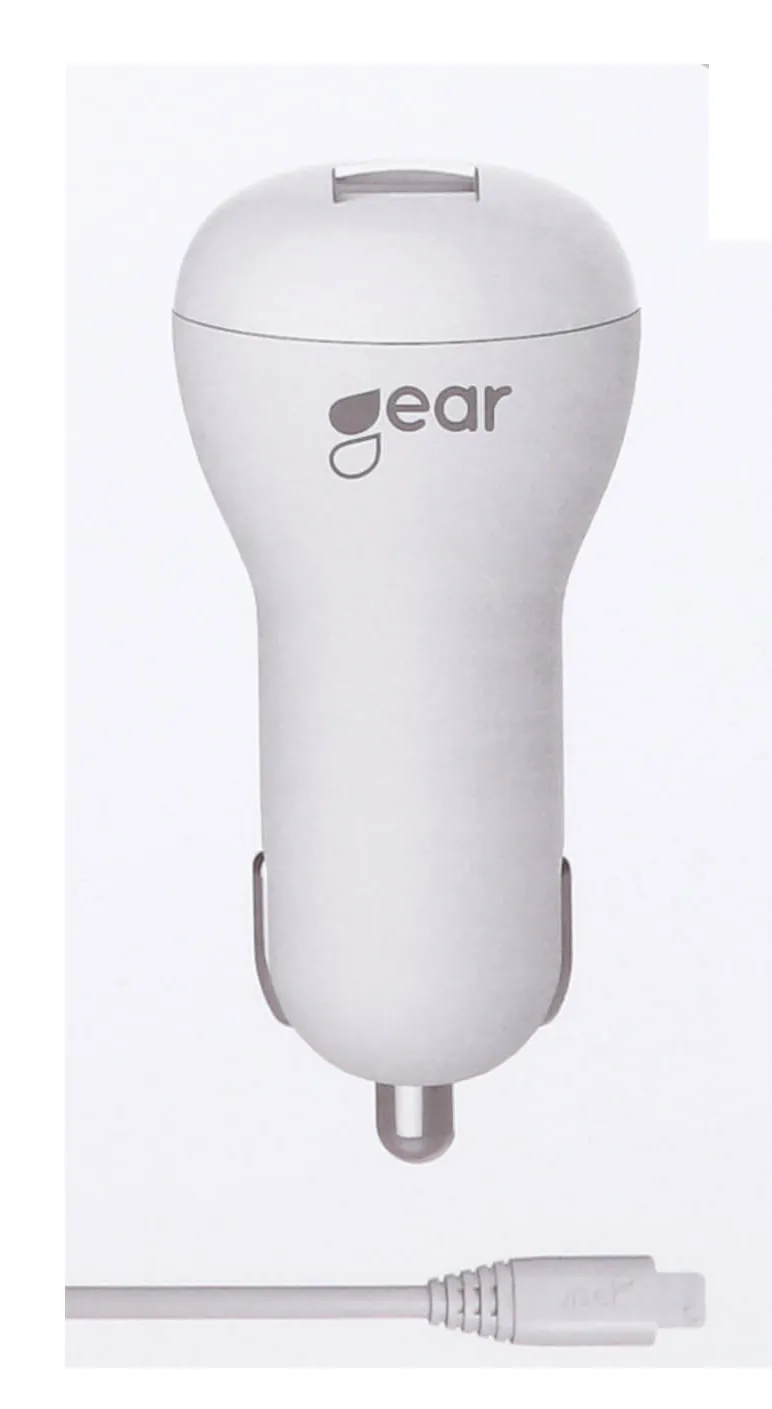 GEAR Laddare 12-24V 1xUSB 1A Vit MicroUSB Kabel Rund 1m
