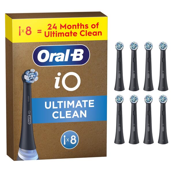 Oral-B iO Ultimate Clean 8 pcs Replacement Toothbrush Heads, Black
