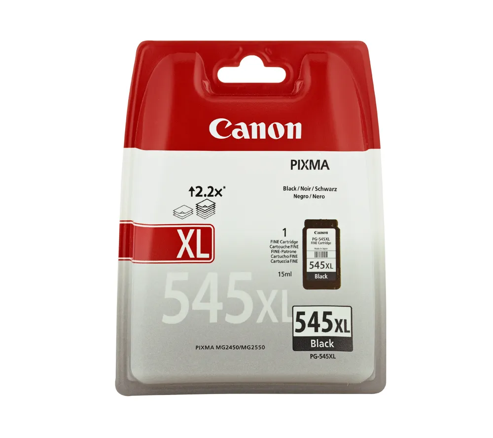Canon PG-545XL - 15 ml - Tuottoisa - musta - alkuper&auml;inen - pakkaus turvaj&auml;rjestelm&auml;ll&auml; - mustepatruuna malleihin PIXMA iP2850, MG2455, MG2550, MG2555, MG2950,