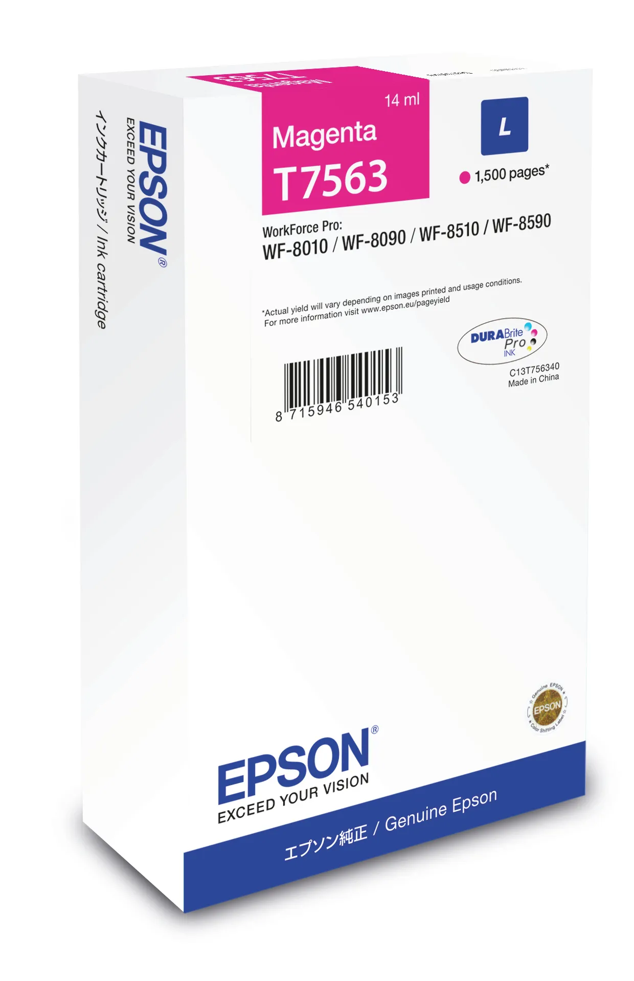 Epson WorkForce Pro T7563 L -mustekasetti, 14 ml, magenta