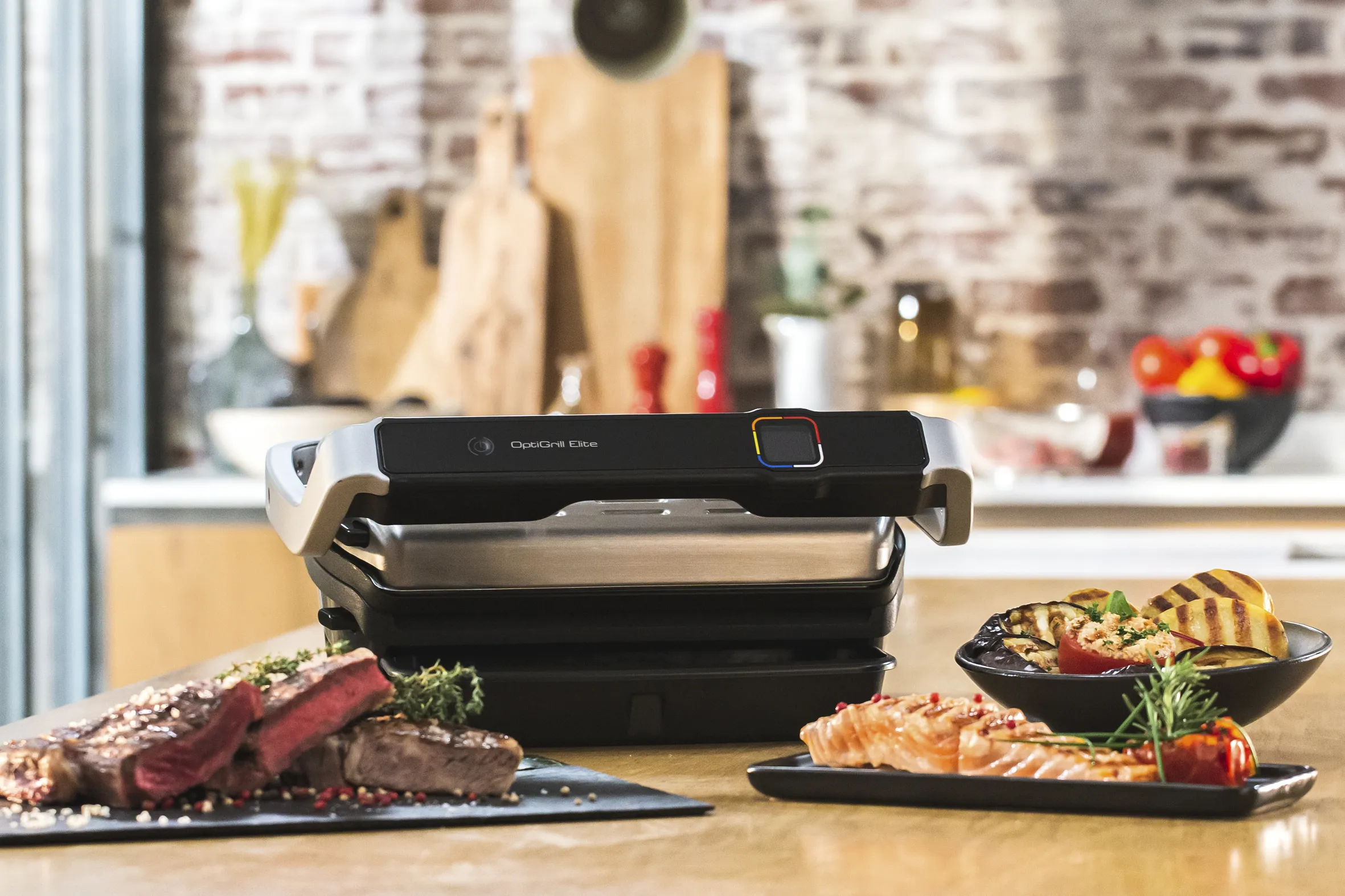Tefal OptiGrill Elite GC750D -p&ouml;yt&auml;grilli, 2000 W, musta/ruostumaton ter&auml;s