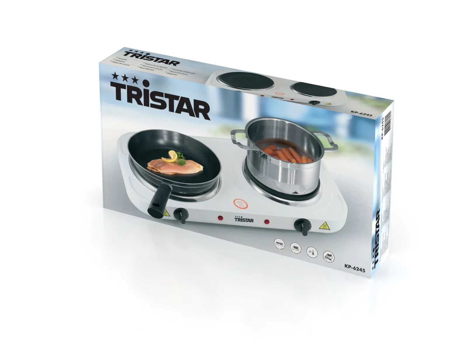 Tristar KP-6245 Dubbel elektrisk kokplatta, 2500 W, Vit