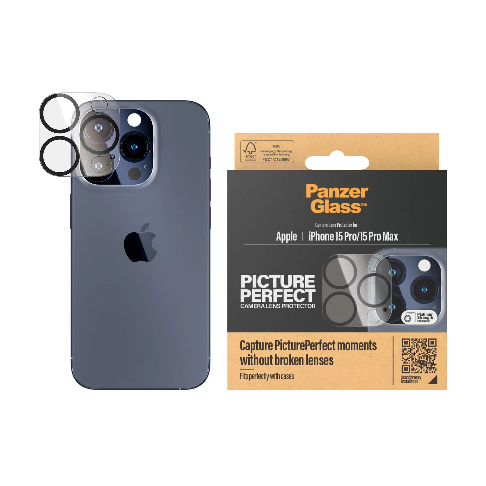 PanzerGlass PicturePerfect, iPhone 15 Pro / 15 Pro Max - kameralinsskydd
