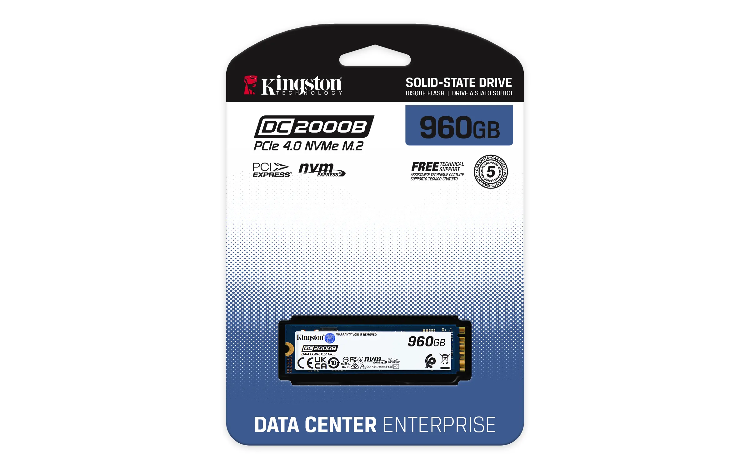 Kingston 960G DC2000B PCIe 4.0 M.2 2280 Enterprise SSD 960 GB, PCIe 4.0, M.2 - SSD