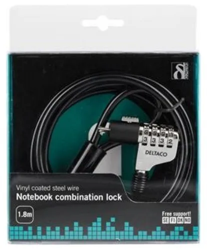 DELTACO  4-numeroinen yhdistelm&auml;lukko, 1,8m sylinterilukko