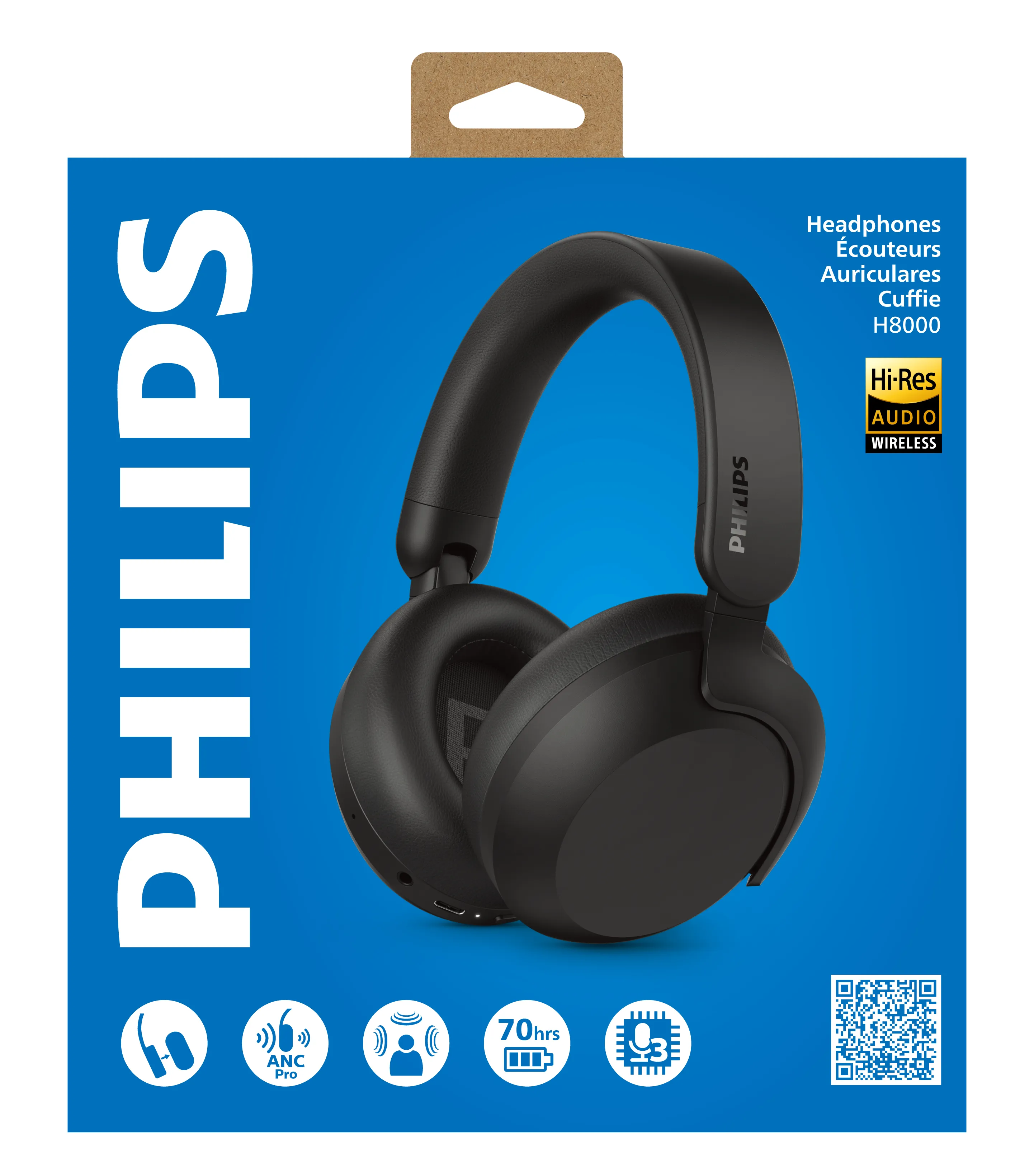 Philips TAH8000 Wireless Over-ear Headphones, Black