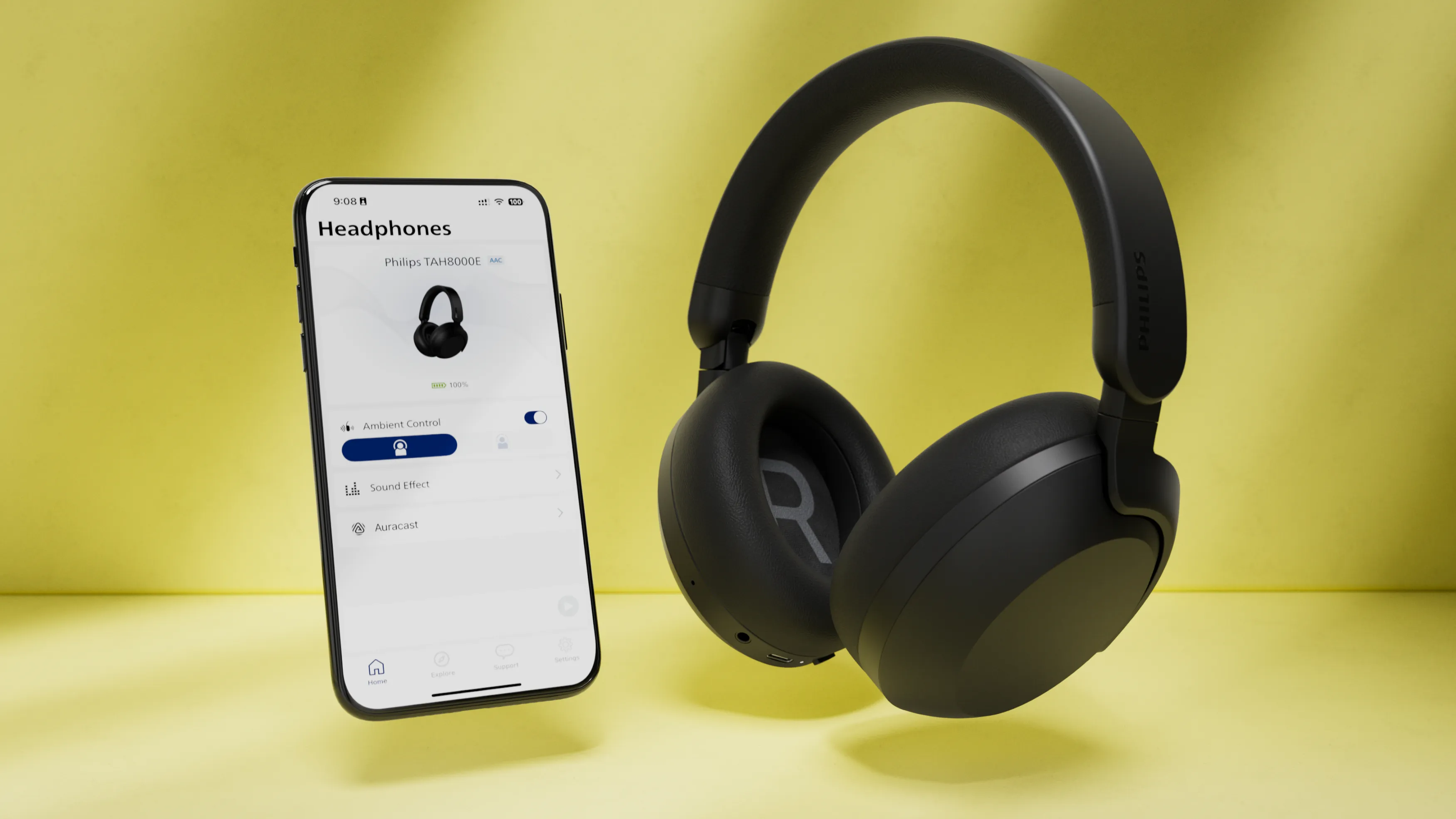 Philips TAH8000 Wireless Over-ear Headphones, Black