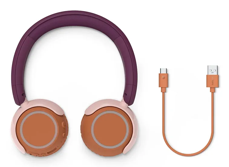 Philips TAK4200MP/00 tr&aring;dl&ouml;sa on-ear h&ouml;rlurar, violett/r&ouml;d