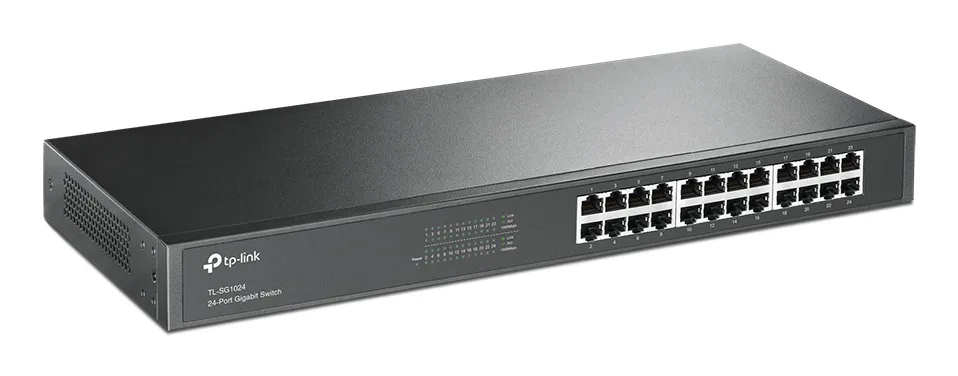 TP-LINK, n&auml;tverksswitch, 24-ports 10/100/1000Mbps, RJ45, metall, 19"