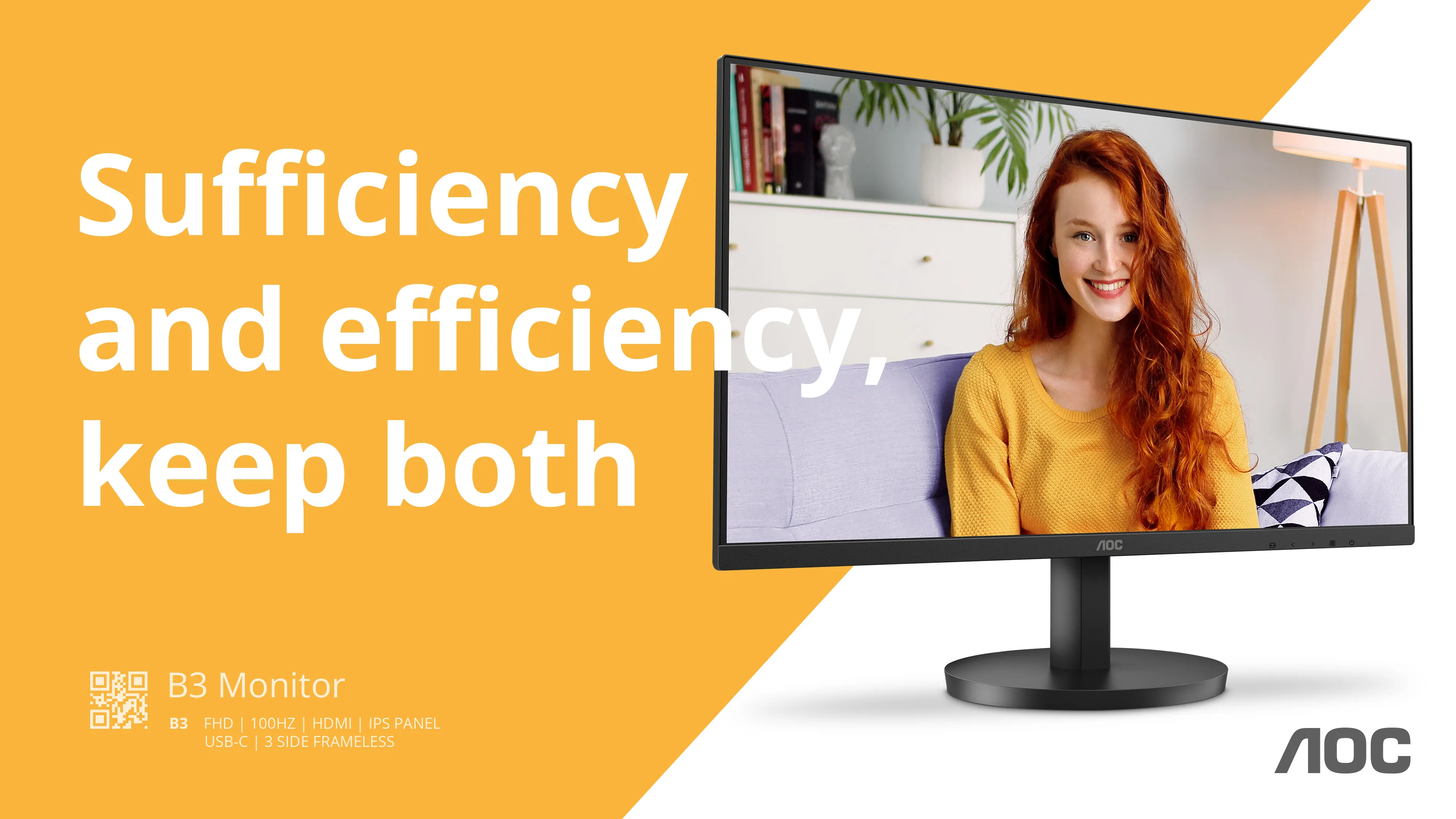 AOC 27" B3 U27B3CF 4K UHD, USB-C, IPS - monitor