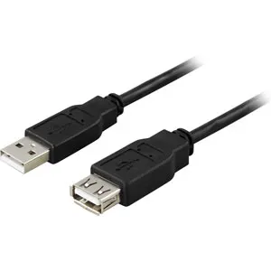 Deltaco USB-A - extension cable, 3 m, Black