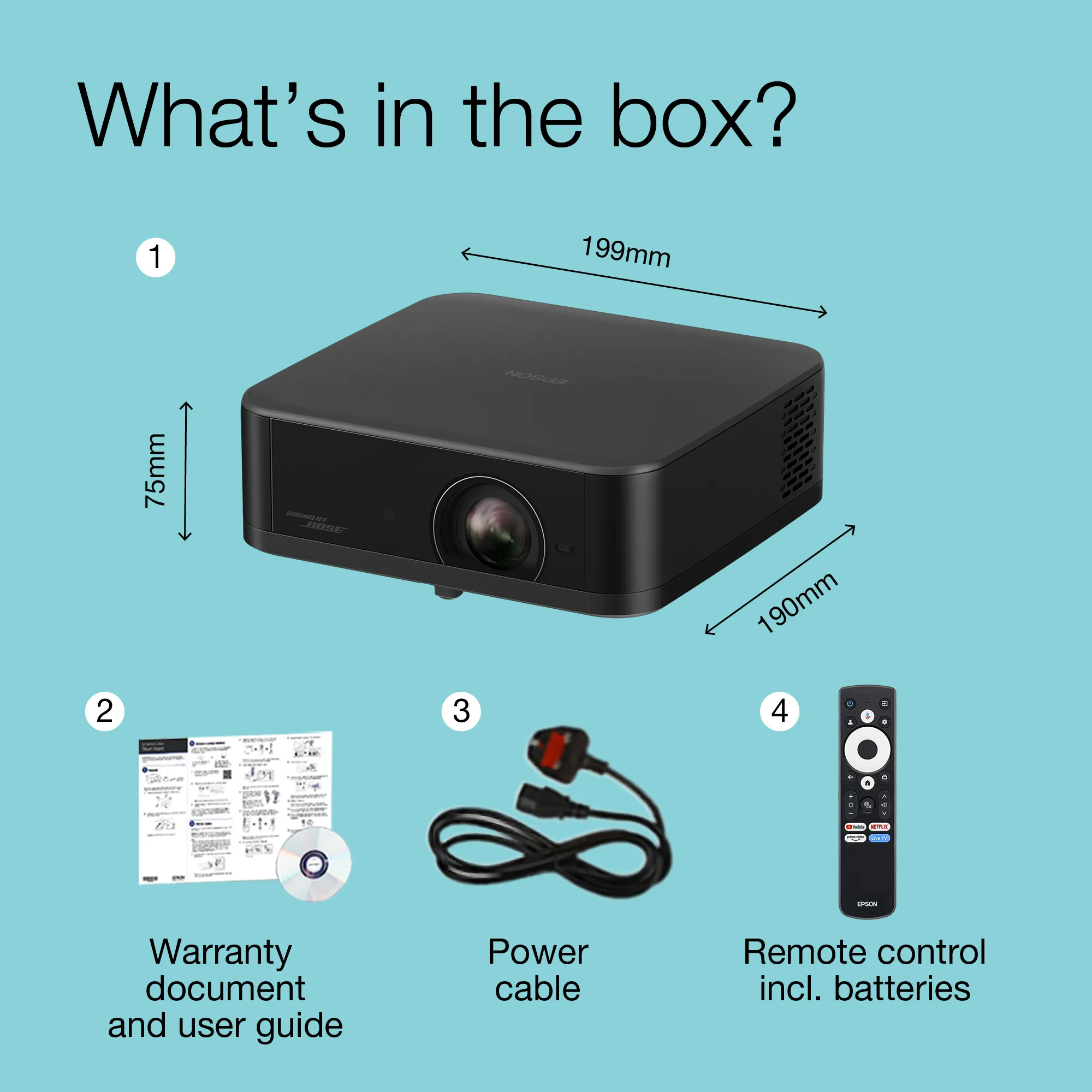 Epson Lifestudio Pop EF-62B Google TV 3LCD 4K PRO-UHD 700 ANSI lm Portable LED Projector, Metallic Black