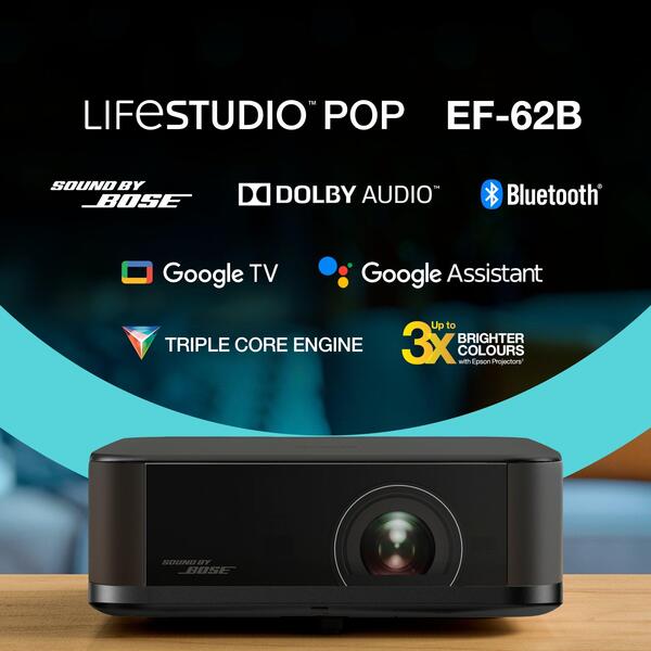 EPSON Lifestudio POP Projector 700lm EF-62B Metallic Black