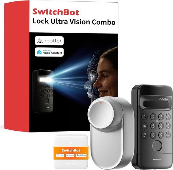 SwitchBot Lock Ultra Vision Bundle -&auml;lykodin turvapaketti, hopea