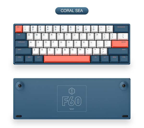 Iqunix F60 Coral Sea Wired RGB Cherry Blue -pelin&auml;pp&auml;imist&ouml;