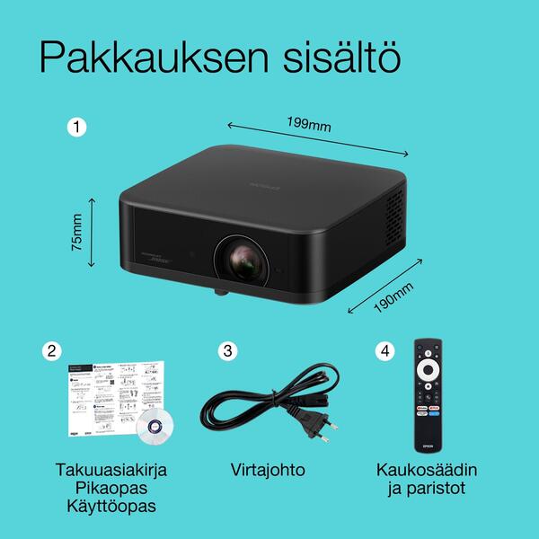 EPSON Lifestudio POP Projector 700lm EF-62B Metallic Black