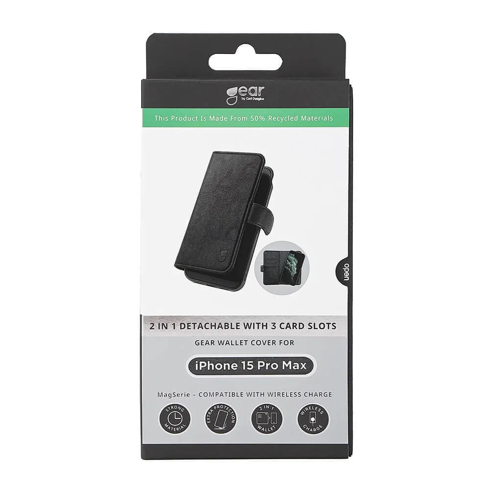 GEAR Wallet MagSeries, iPhone 15 Pro Max - 2-in-1 pl&aring;nboksfodra, Svart