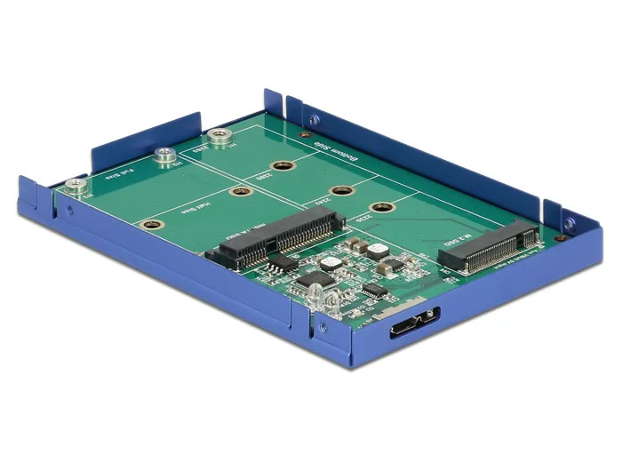 DeLOCK 2,5" kabinett, M.2/mSATA SSD, USB3.1 Gen 2, bl&aring;