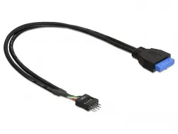 DeLOCK intern kabel för USB 3.0, IDC20 ho - IDC10 ha, 0,3m, svart