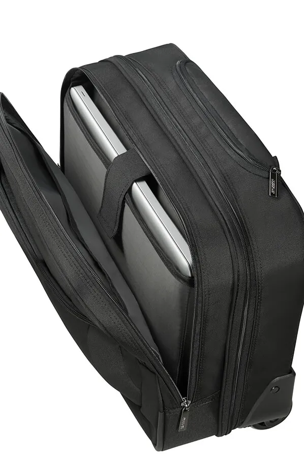 American Tourister At Work 15.6" Rolling Laptop Briefcase, Polyester, Black/Orange