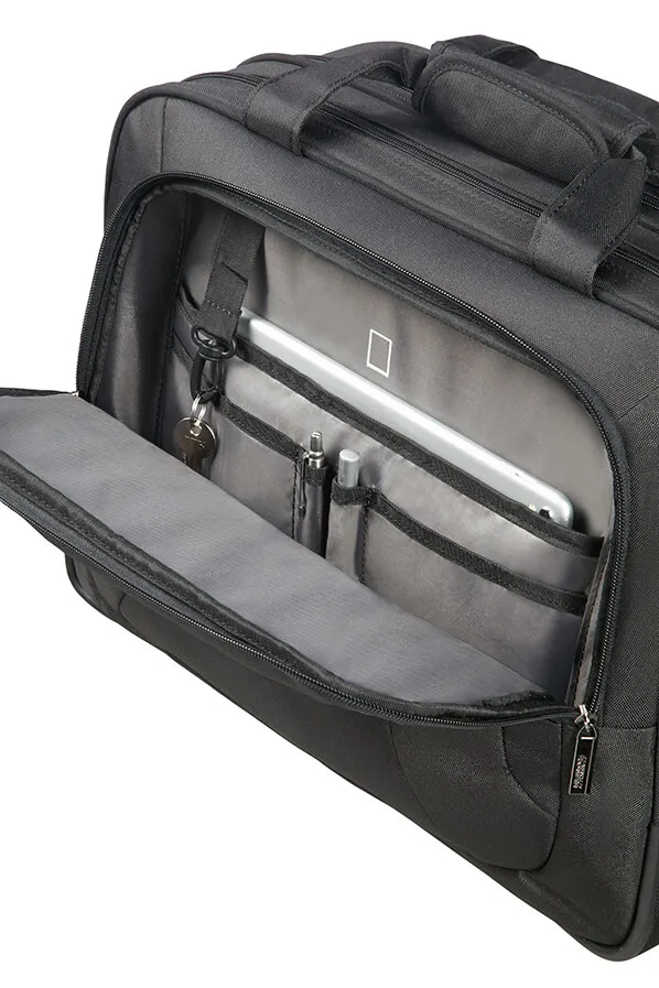 American Tourister At Work 15.6" Rolling Laptop Briefcase, Polyester, Black/Orange