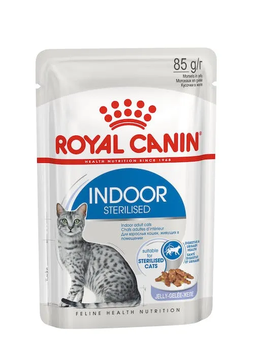 Royal Canin Indoor Sterilised Morsels in Jelly, V&aring;tfoder f&ouml;r katt, Adult, 12 x 85 g