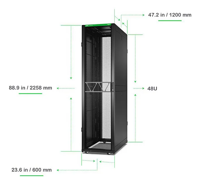 APC NetShelter SX Server Rack Gen 2 48U 2258H x 600W x 1200D mm w/ Sides Black