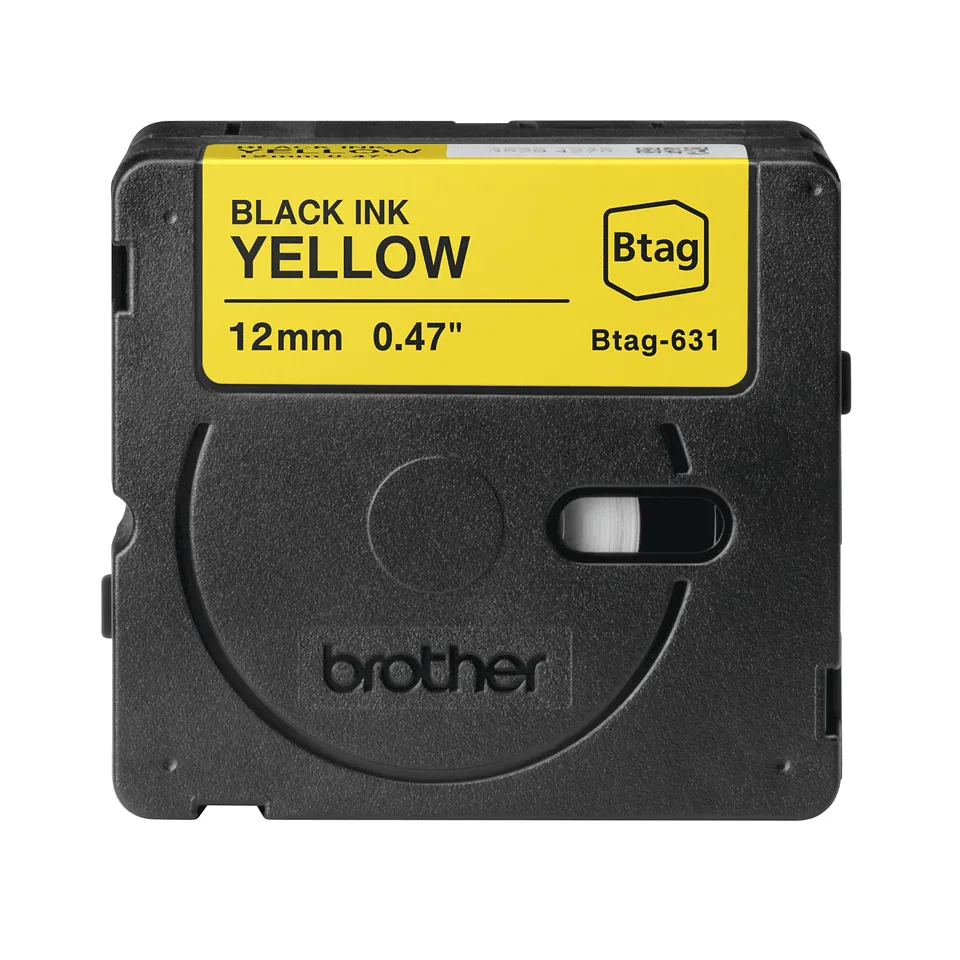 BTAG-631 12mm Black on yellow tape