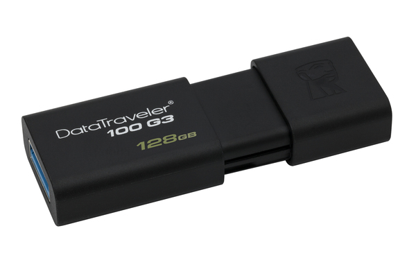 Kingston 128 Gt DataTraveler 100 G3 USB -muistitikku, Musta