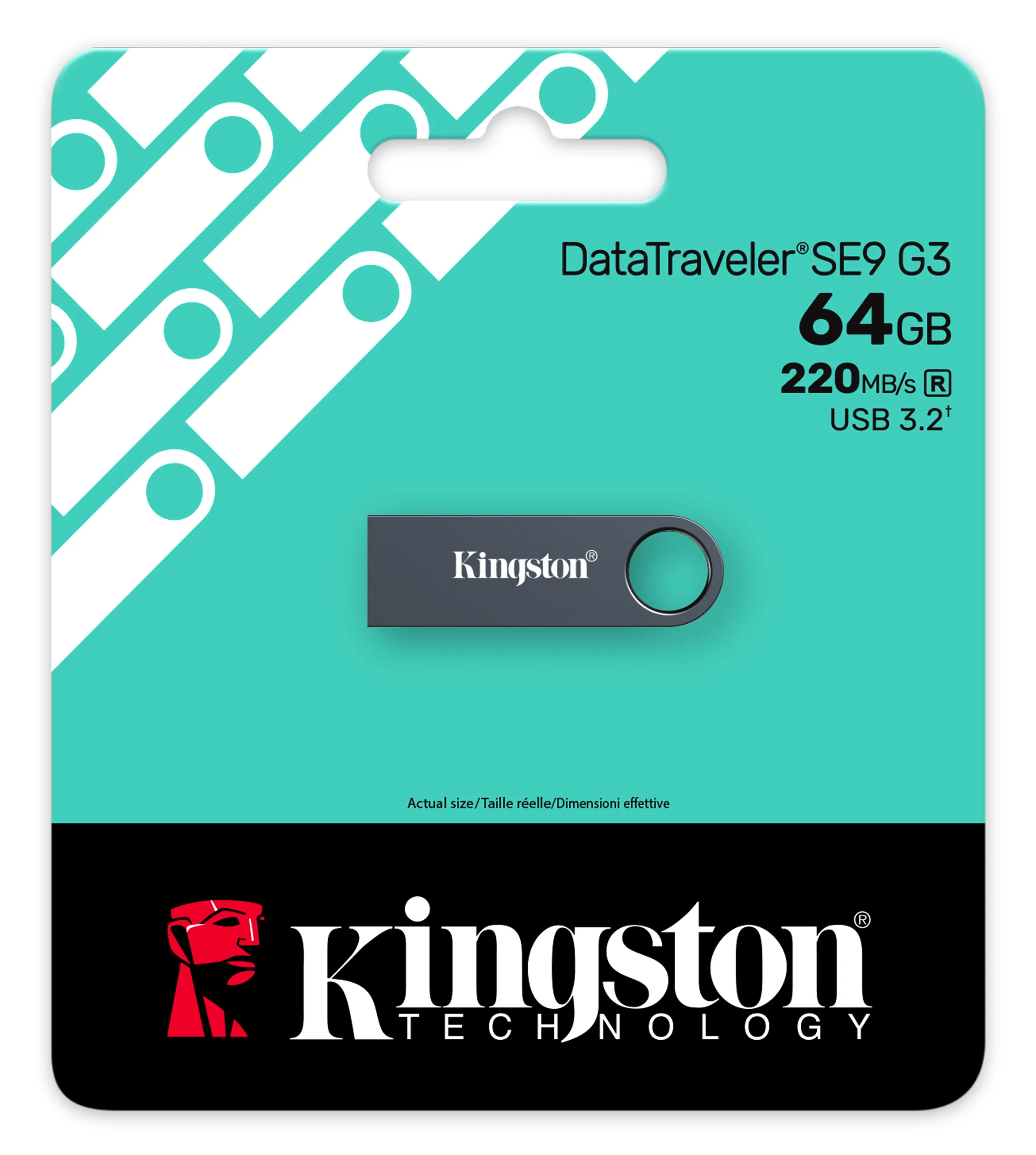 KINGSTON 64GB DataTraveler SE9 G3 USB 3.2 Gen 1 speeds 220MB/s read 100MB/s write Dark Nickel