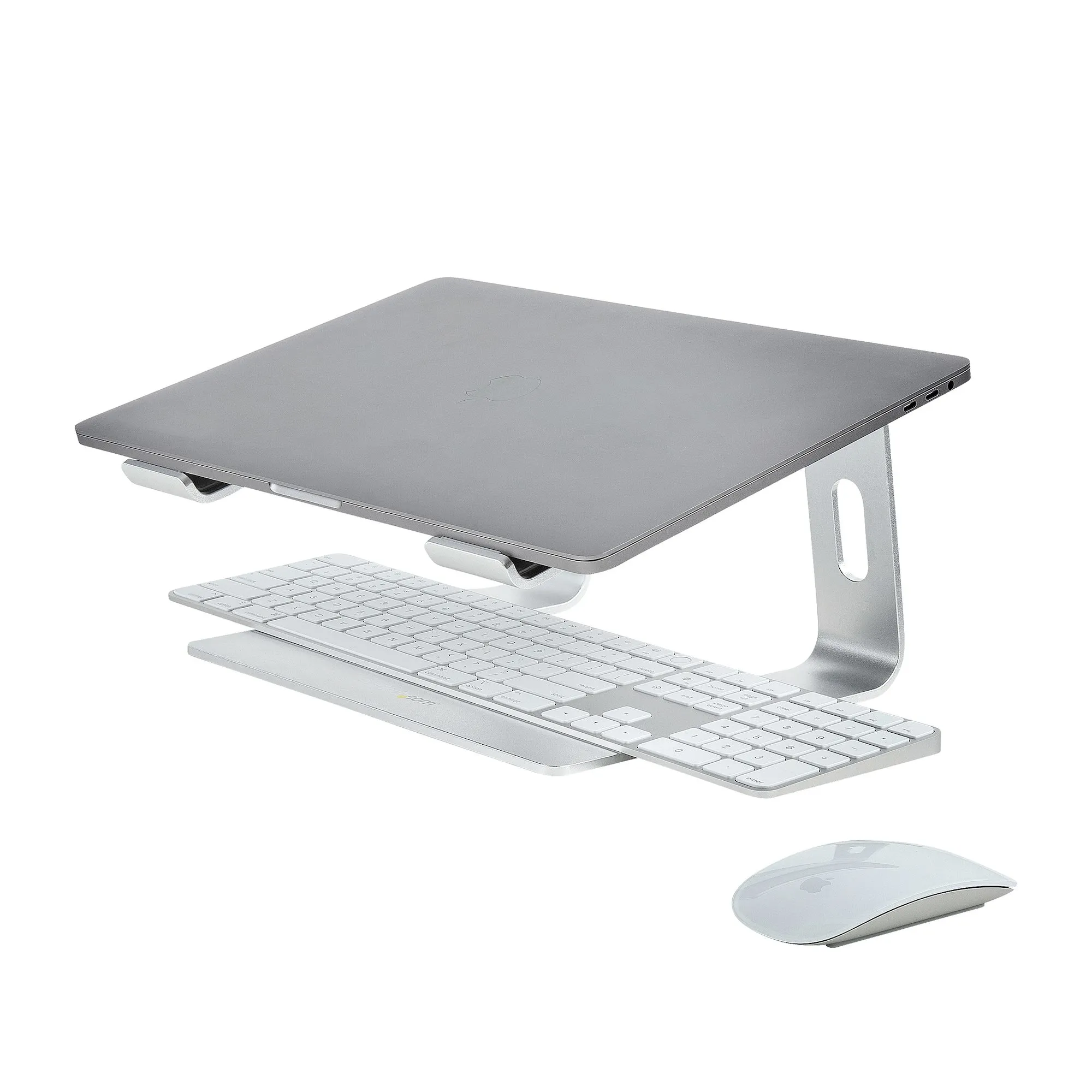 STARTECH.COM Laptop Stand for Desk Supports 5kg/11lb Aluminum/Silver Ergonomic Laptop Riser Portable Laptop Holder Angled Stand