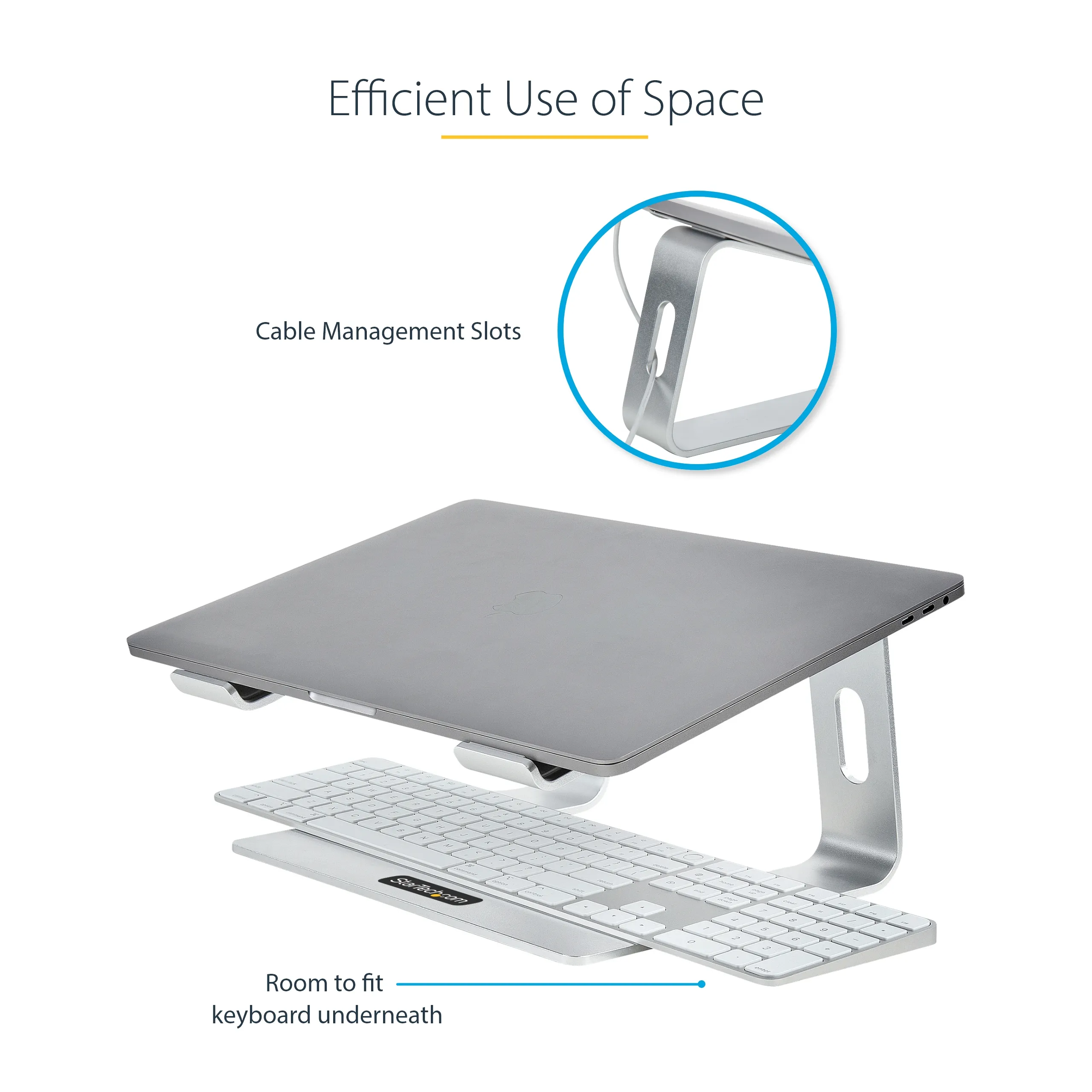 STARTECH.COM Laptop Stand for Desk Supports 5kg/11lb Aluminum/Silver Ergonomic Laptop Riser Portable Laptop Holder Angled Stand