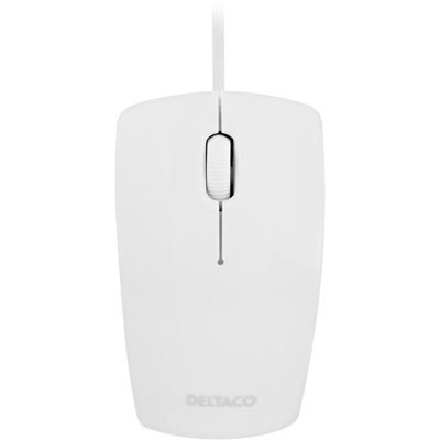 DELTACO optinen minihiiri, 800 DPI, 1,5m, USB, valkoinen