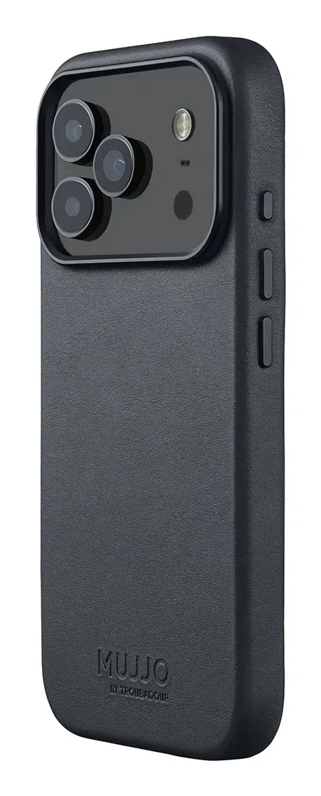 Mujjo Full Leather MagSafe, iPhone 17 Pro -suojakuori, Basalt