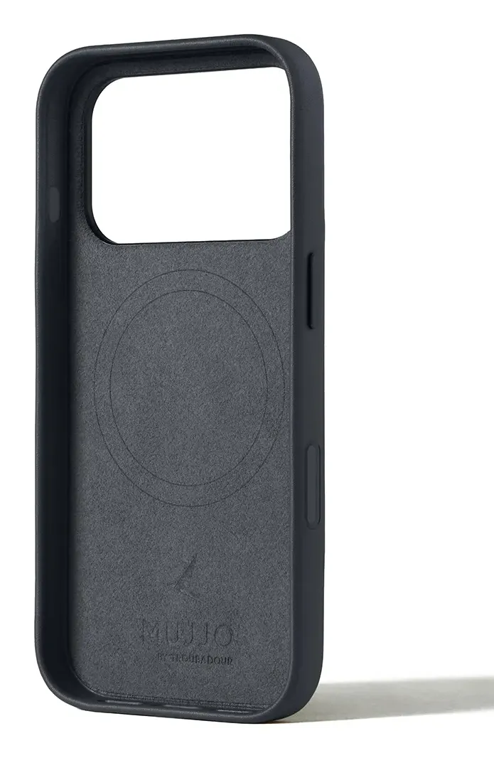 Mujjo Full Leather MagSafe, iPhone 17 Pro -suojakuori, Basalt