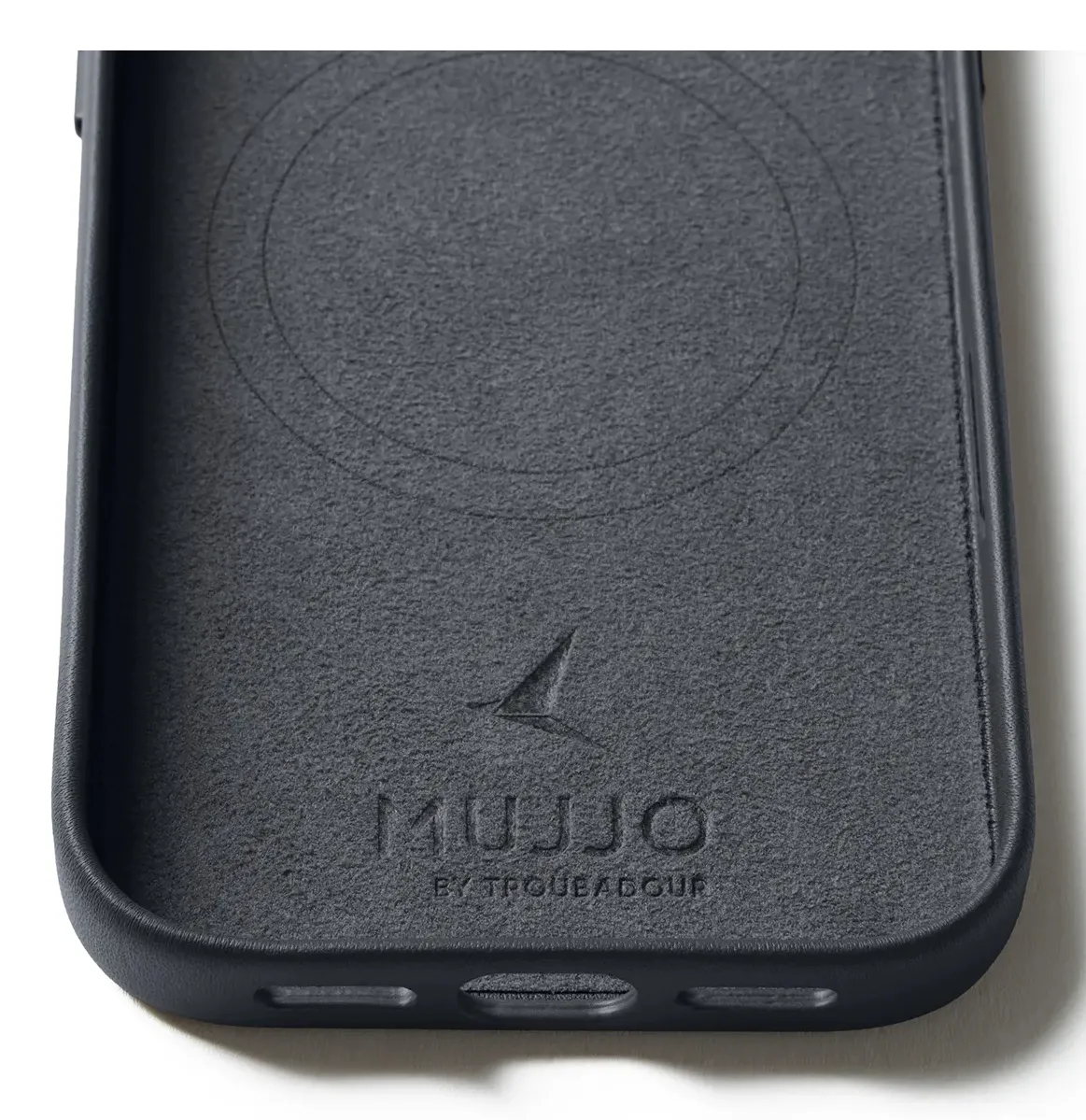 Mujjo Full Leather MagSafe, iPhone 17 Pro -suojakuori, Basalt