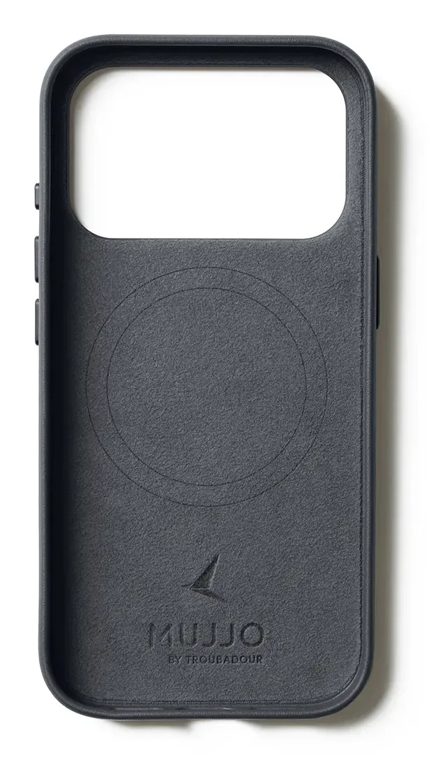 Mujjo Full Leather MagSafe, iPhone 17 Pro -suojakuori, Basalt