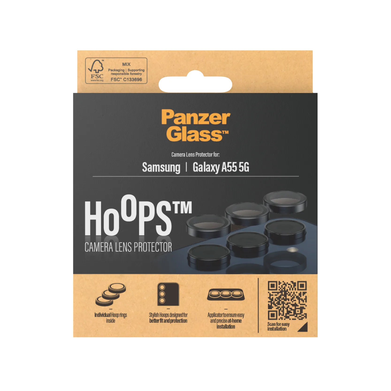 PanzerGlass Hoops Galaxy A55 5G - Camera Lens Protector, Black