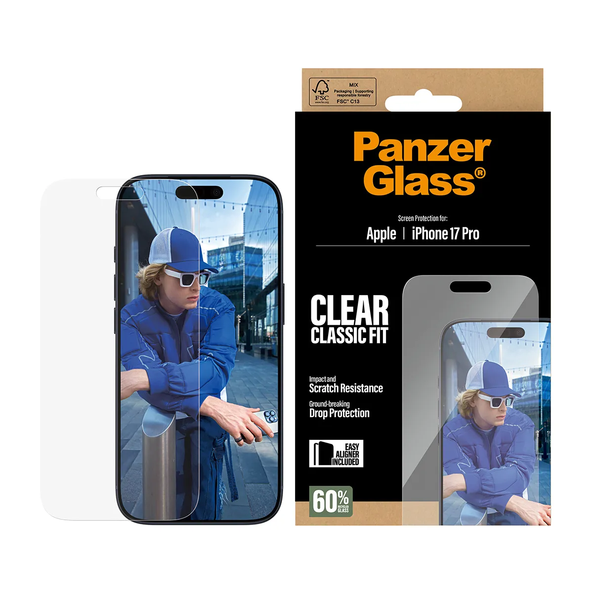 Panzerglass iPhone 17 Pro -n&auml;yt&ouml;nsuoja, Classic Fit Wide