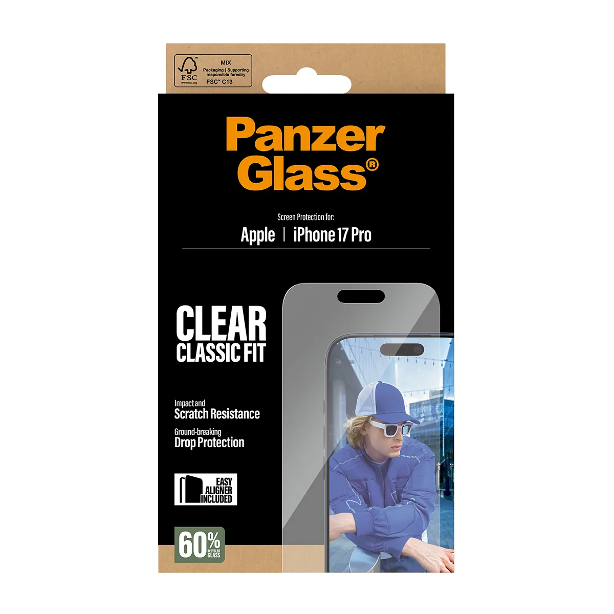 Panzerglass iPhone 17 Pro -n&auml;yt&ouml;nsuoja, Classic Fit Wide