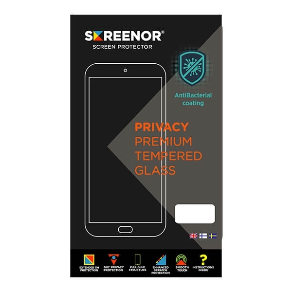 Screenor Tempered Privacy, iPhone 17e / 16e / 14 / 13 Pro / 13 -panssarilasi