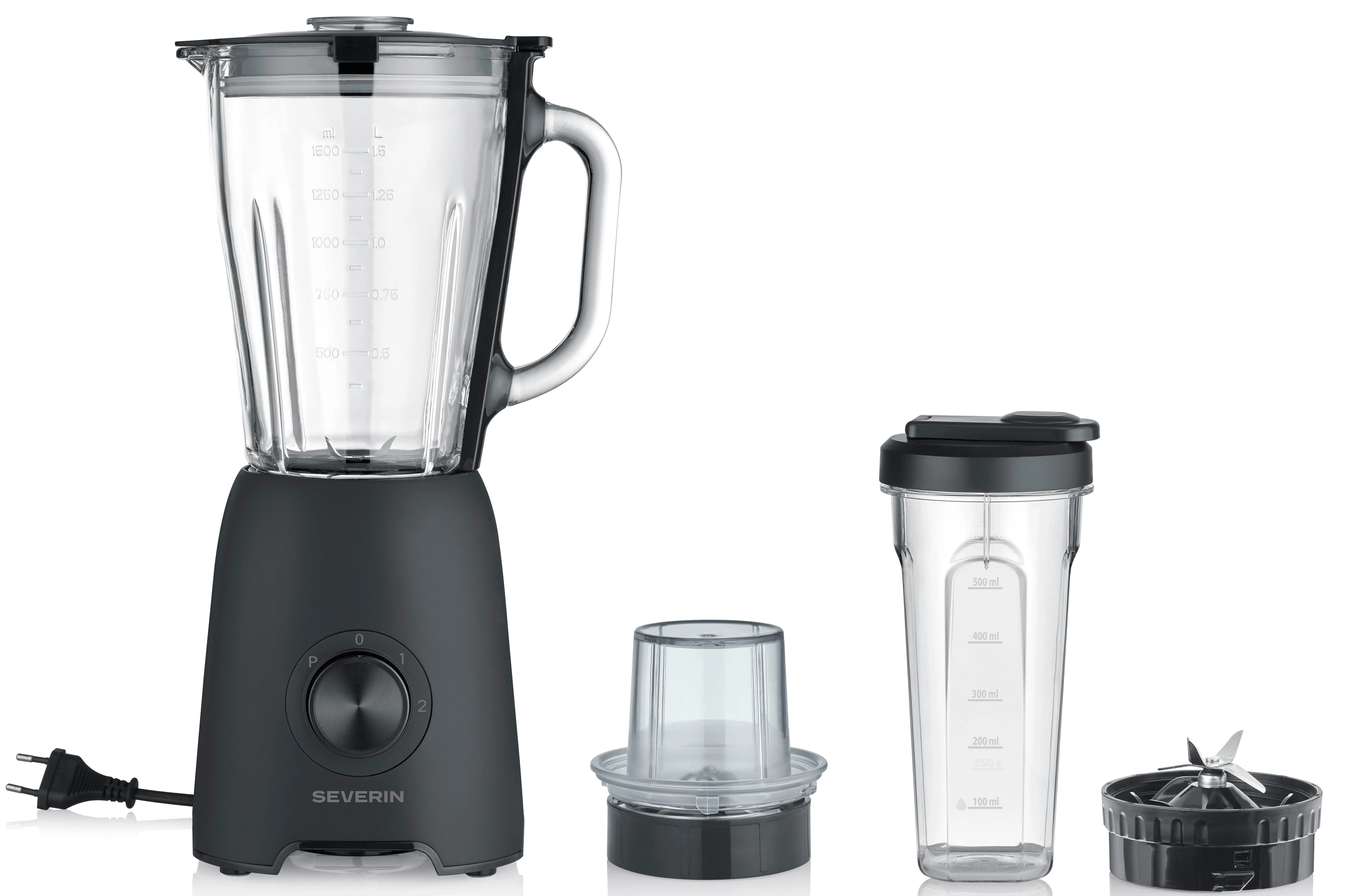 SEVERIN SM3724 600W 1.5L Blender, Black, Clear