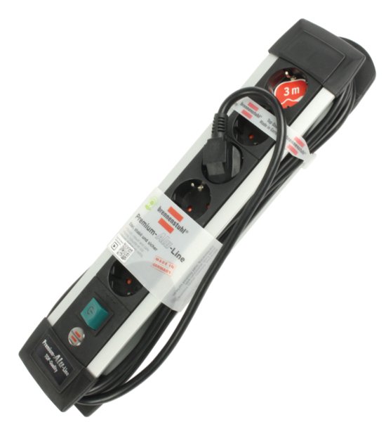 Brennenstuhl grenuttag med 6xCEE 7/4 uttag, 1xCEE 7/7, 3m kabel, sv