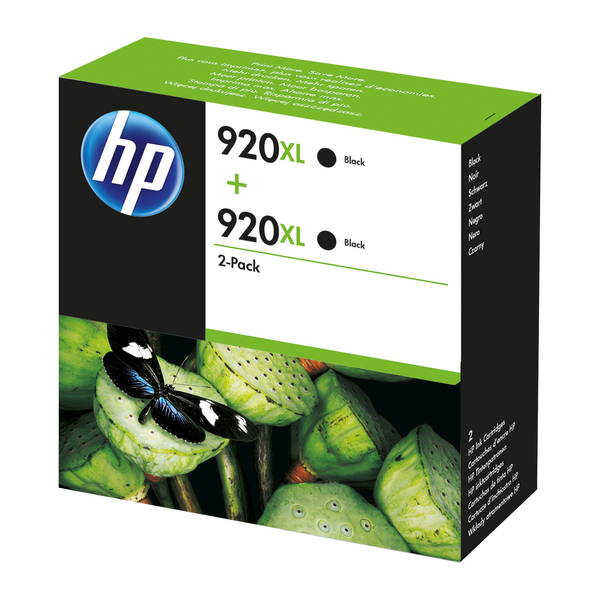 HP 920XL - 2 pakettia - Tuottoisa - musta - alkuper&auml;inen - mustepatruuna malleihin Deskjet 15XX, Officejet 6000, 6000 E609, 6500, 6500 E709, 6500A E710, 7000 E8