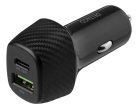 DELTACO USB car charger, 1x USB-C, PD 18 W, 1x USB-A, 18 W, total 36 W