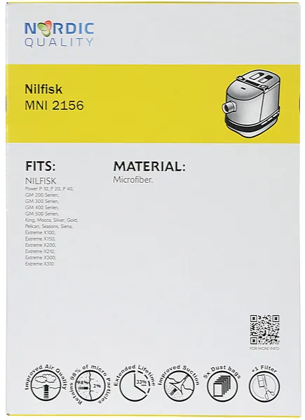 MNI 2156 Pölypussit, 5 kpl. + 1 filter
