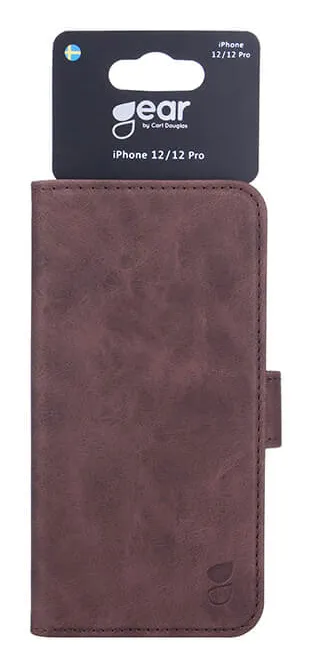 GEAR Wallet, iPhone 12 / 12 Pro - pl&aring;nboksfodral, Brun