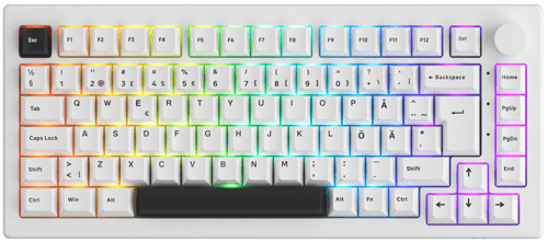 AKKOGEAR 5075B Plus-S Wireless Mechanical Gaming Keyboard, Lavender Purple Pro, Black on White