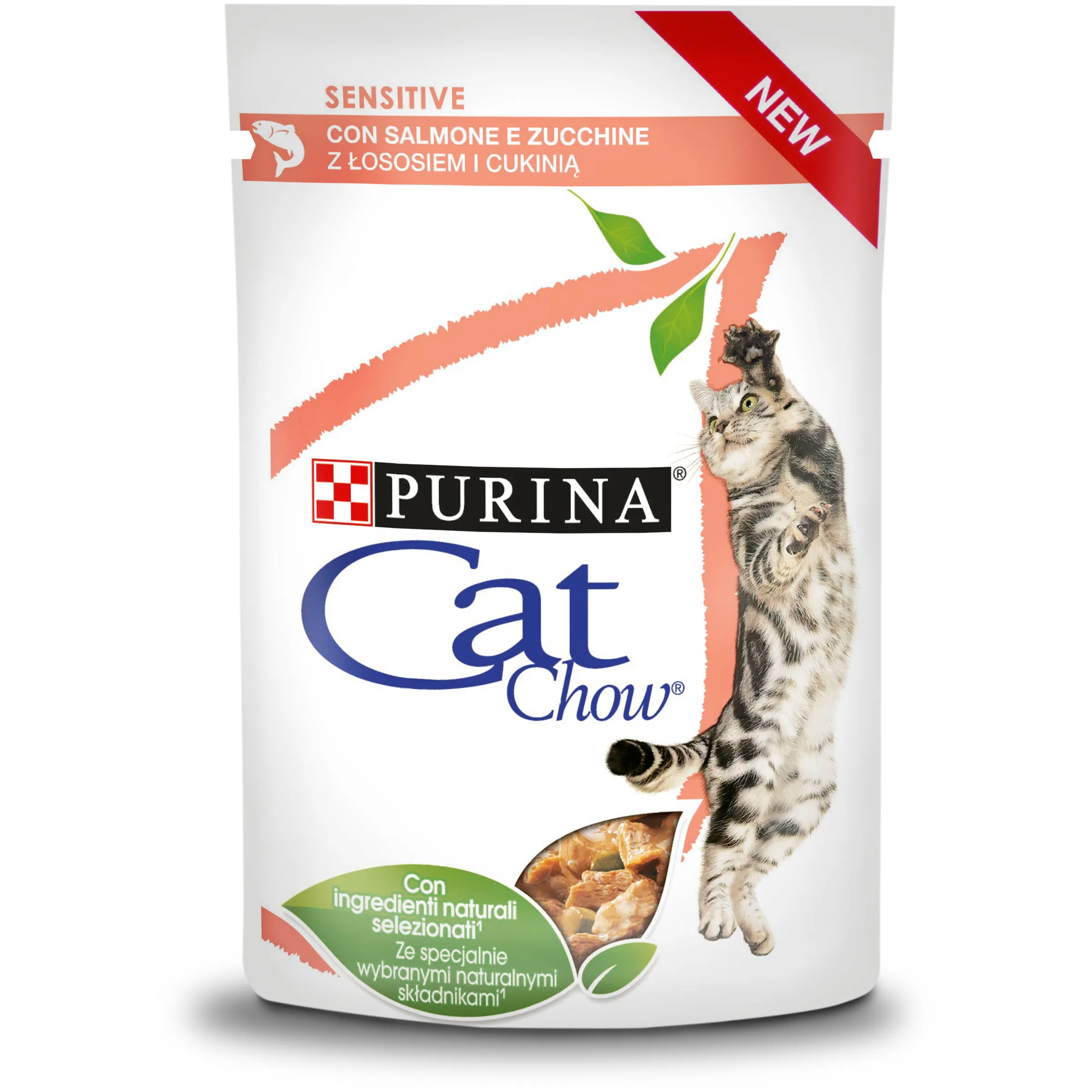 Purina Nestle Cat Chow Sensitive Lohi ja kes&auml;kurpitsa kastikkeessa, Kissan m&auml;rk&auml;ruoka, Adult, 85 g